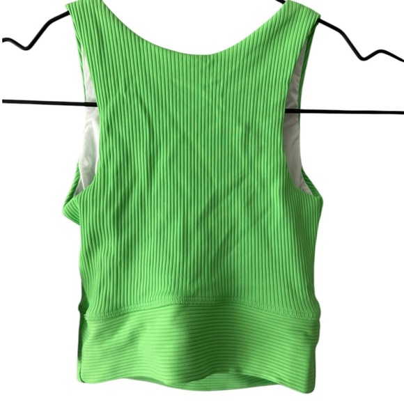 Year of Ours Gym Crop Bra Ribbed Tank Neon Kiwi Green XS - Picture 7 of 8